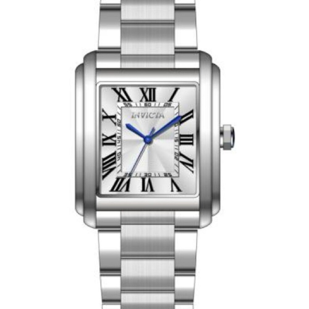 Invicta Silver Watch with Blue Hands and Roman Numerals